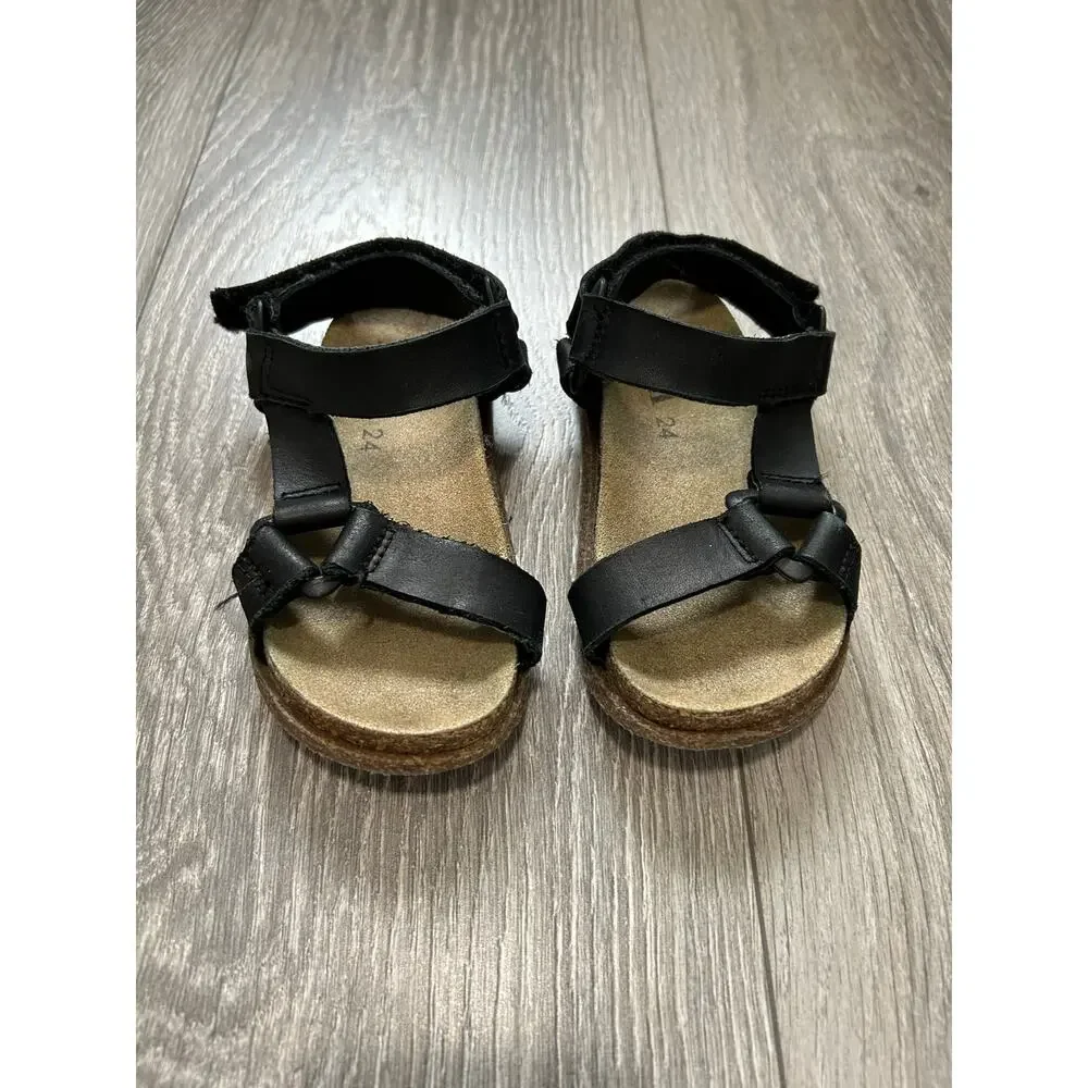 ZARA Baby Leather Sandals in Black Size 8